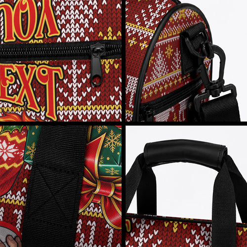 Personalized Gold Coast Suns Football Christmas Duffle Bag Australian Football Mascot - Ugly Xmas Pattern Festive
