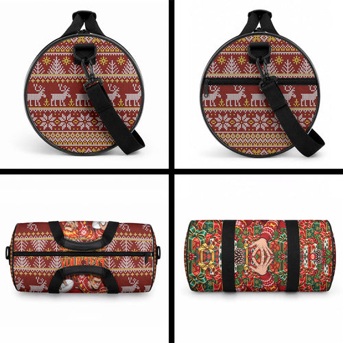 Personalized Gold Coast Suns Football Christmas Duffle Bag Australian Football Mascot - Ugly Xmas Pattern Festive