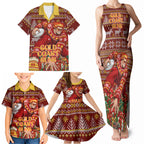 Personalized Gold Coast Suns Football Christmas Family Matching Tank Maxi Dress and Hawaiian Shirt Australian Football Mascot - Ugly Xmas Pattern Festive