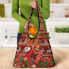 Personalized Gold Coast Suns Football Christmas Grocery Bag Australian Football Mascot - Ugly Xmas Pattern Festive