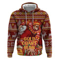 Personalized Gold Coast Suns Football Christmas Hoodie Australian Football Mascot - Ugly Xmas Pattern Festive