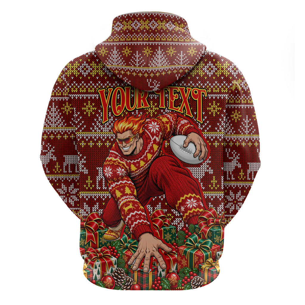 Personalized Gold Coast Suns Football Christmas Hoodie Australian Football Mascot - Ugly Xmas Pattern Festive