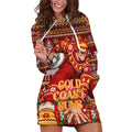 Personalized Gold Coast Suns Football Christmas Hoodie Dress Australian Football Mascot - Ugly Xmas Pattern Festive