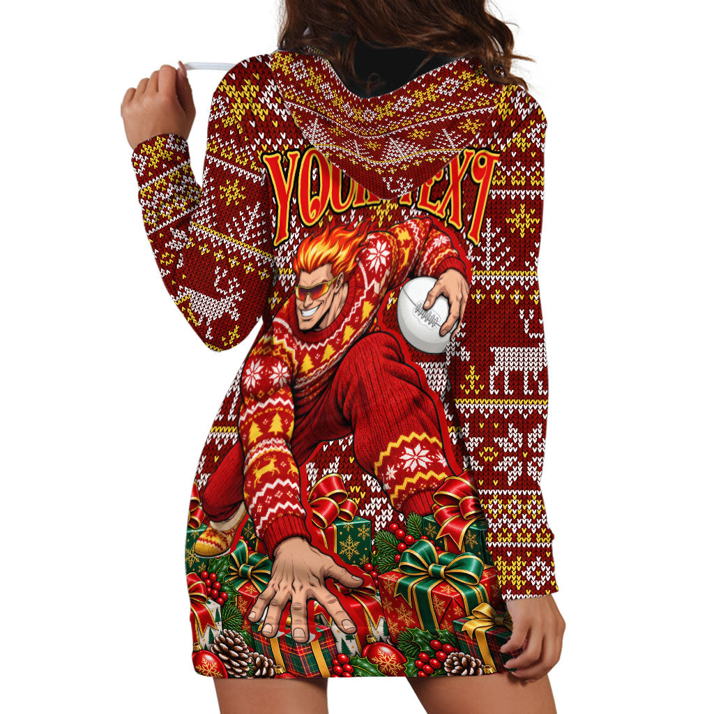 Personalized Gold Coast Suns Football Christmas Hoodie Dress Australian Football Mascot - Ugly Xmas Pattern Festive