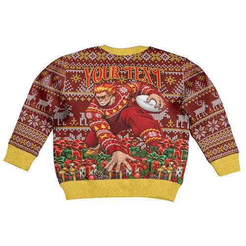 Personalized Gold Coast Suns Football Christmas Kid Ugly Christmas Sweater Australian Football Mascot - Ugly Xmas Pattern Festive