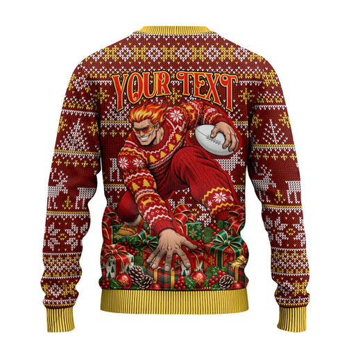 Personalized Gold Coast Suns Football Christmas Ugly Christmas Sweater Australian Football Mascot - Ugly Xmas Pattern Festive