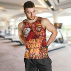 Personalized Gold Coast Suns Football Christmas Men Tank Top Australian Football Mascot - Ugly Xmas Pattern Festive