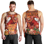 Personalized Gold Coast Suns Football Christmas Men Tank Top Australian Football Mascot - Ugly Xmas Pattern Festive