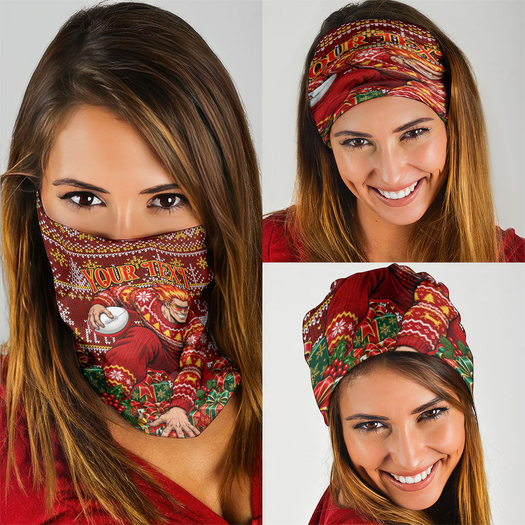 Personalized Gold Coast Suns Football Christmas Neck Gaiter Australian Football Mascot - Ugly Xmas Pattern Festive