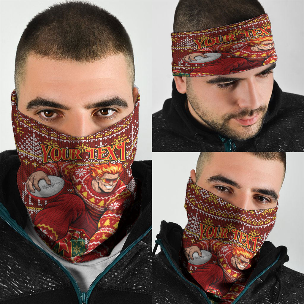Personalized Gold Coast Suns Football Christmas Neck Gaiter Australian Football Mascot - Ugly Xmas Pattern Festive