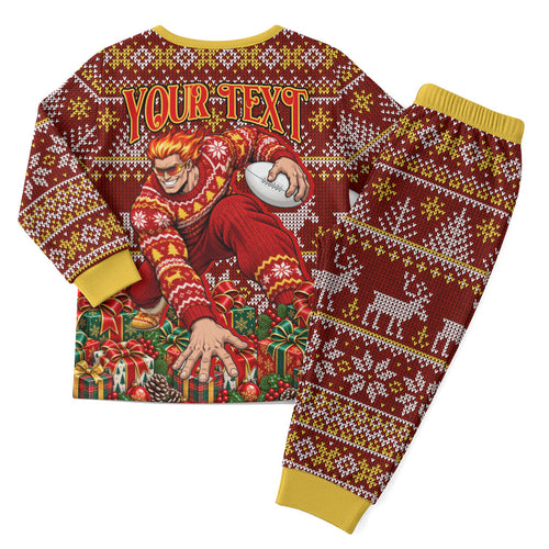Personalized Gold Coast Suns Football Christmas Pajama Set Australian Football Mascot - Ugly Xmas Pattern Festive