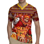 Personalized Gold Coast Suns Football Christmas Rugby Jersey Australian Football Mascot - Ugly Xmas Pattern Festive