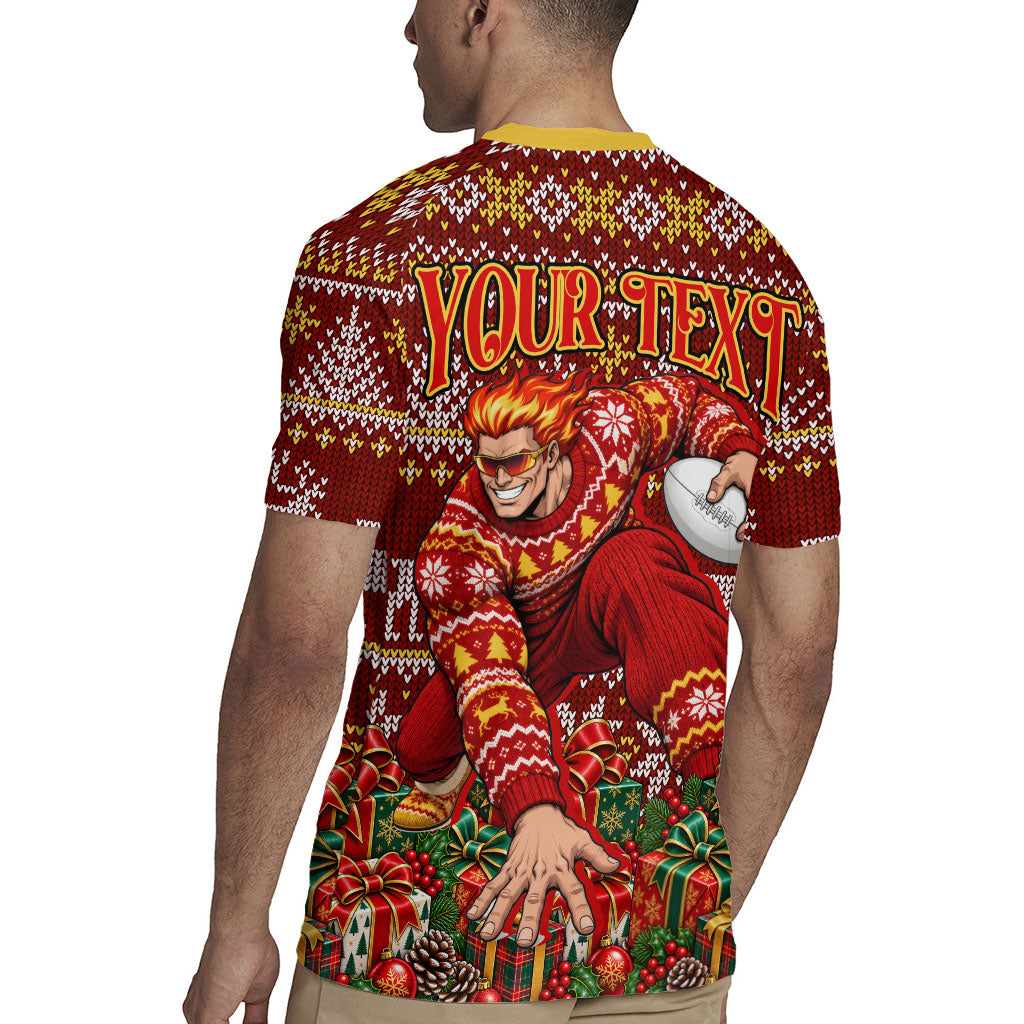 Personalized Gold Coast Suns Football Christmas Rugby Jersey Australian Football Mascot - Ugly Xmas Pattern Festive