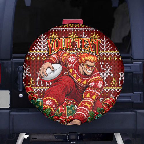 Personalized Gold Coast Suns Football Christmas Spare Tire Cover Australian Football Mascot - Ugly Xmas Pattern Festive
