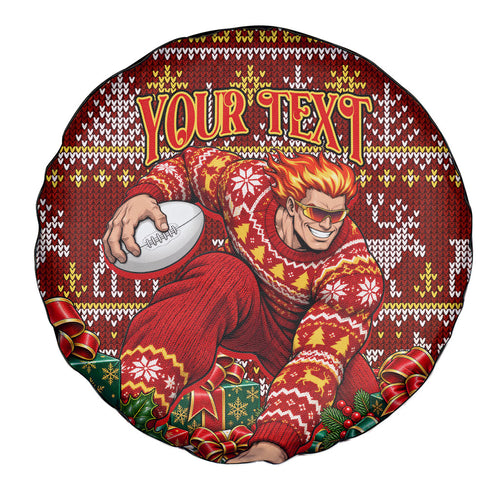Personalized Gold Coast Suns Football Christmas Spare Tire Cover Australian Football Mascot - Ugly Xmas Pattern Festive