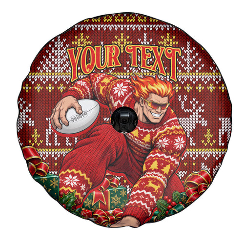 Personalized Gold Coast Suns Football Christmas Spare Tire Cover Australian Football Mascot - Ugly Xmas Pattern Festive