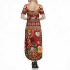Personalized Gold Coast Suns Football Christmas Summer Maxi Dress Australian Football Mascot - Ugly Xmas Pattern Festive
