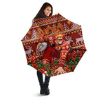 Personalized Gold Coast Suns Football Christmas Umbrella Australian Football Mascot - Ugly Xmas Pattern Festive