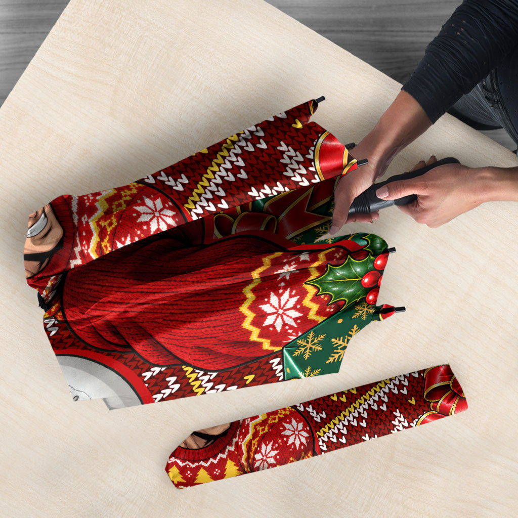 Personalized Gold Coast Suns Football Christmas Umbrella Australian Football Mascot - Ugly Xmas Pattern Festive