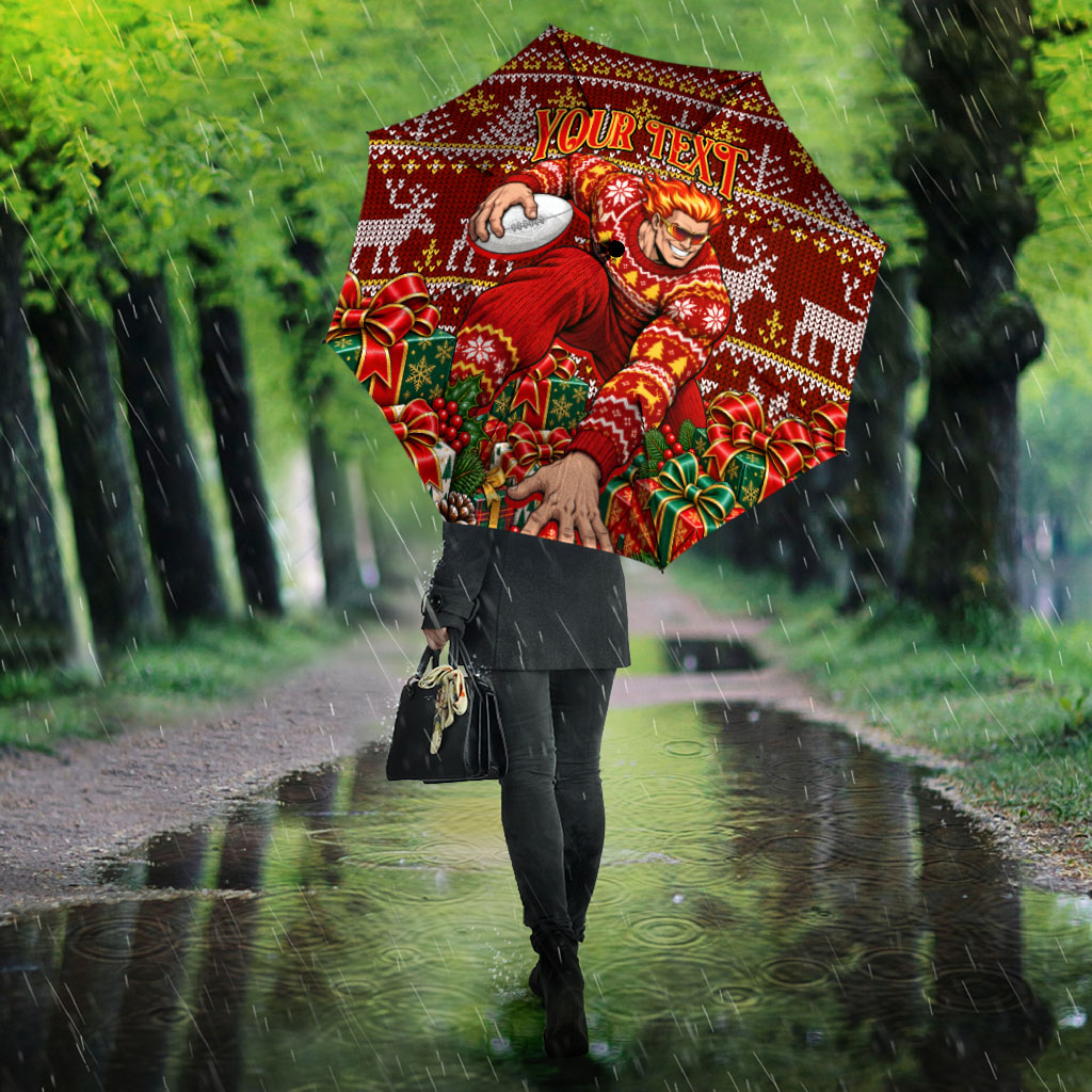 Personalized Gold Coast Suns Football Christmas Umbrella Australian Football Mascot - Ugly Xmas Pattern Festive