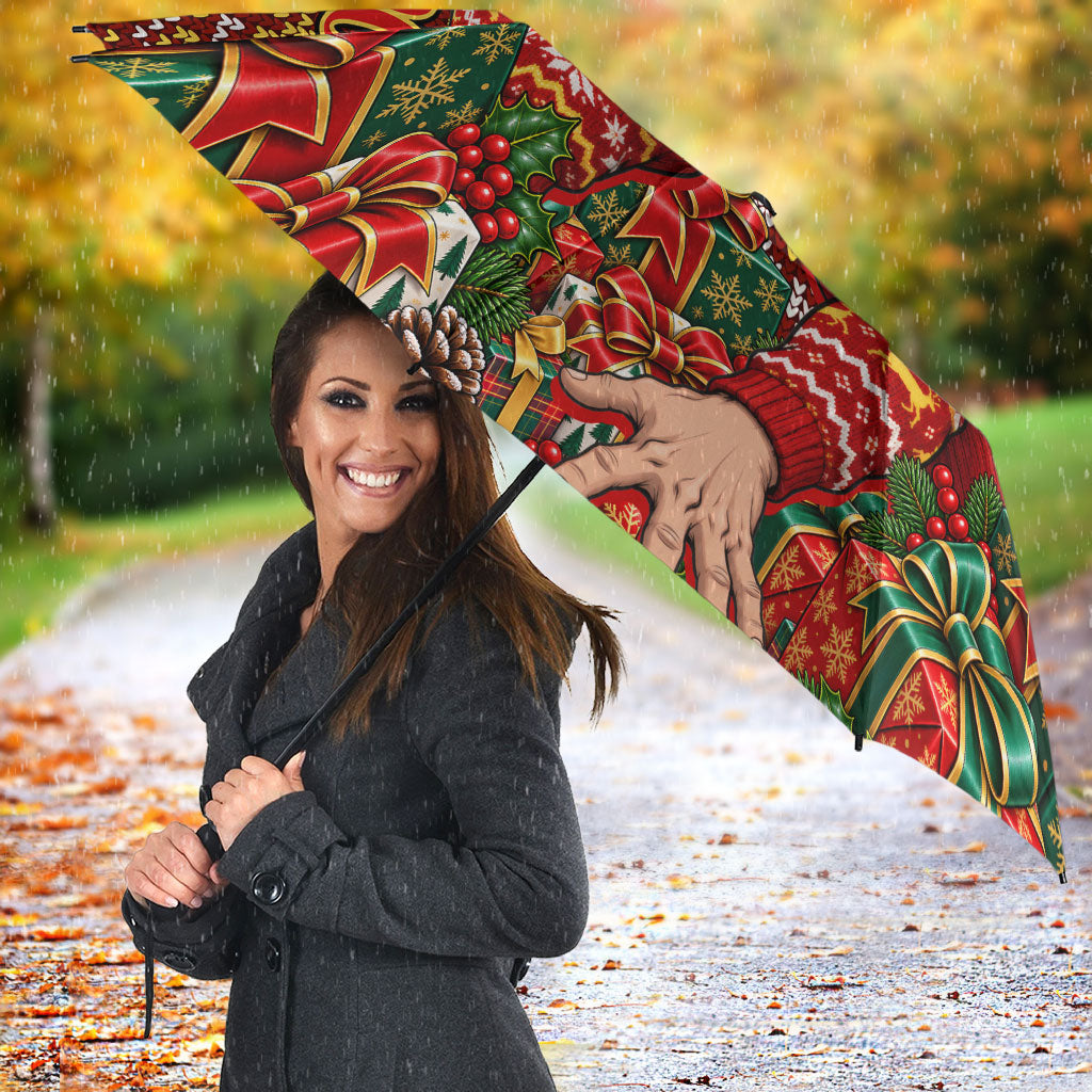 Personalized Gold Coast Suns Football Christmas Umbrella Australian Football Mascot - Ugly Xmas Pattern Festive