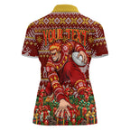 Personalized Gold Coast Suns Football Christmas Women Polo Shirt Australian Football Mascot - Ugly Xmas Pattern Festive