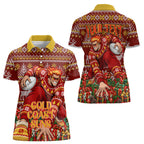 Personalized Gold Coast Suns Football Christmas Women Polo Shirt Australian Football Mascot - Ugly Xmas Pattern Festive