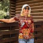 Personalized Gold Coast Suns Football Christmas Women Polo Shirt Australian Football Mascot - Ugly Xmas Pattern Festive