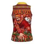 Personalized Gold Coast Suns Football Christmas Women Sleeveless Polo Shirt Australian Football Mascot - Ugly Xmas Pattern Festive