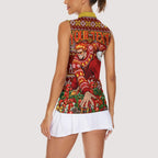Personalized Gold Coast Suns Football Christmas Women Sleeveless Polo Shirt Australian Football Mascot - Ugly Xmas Pattern Festive