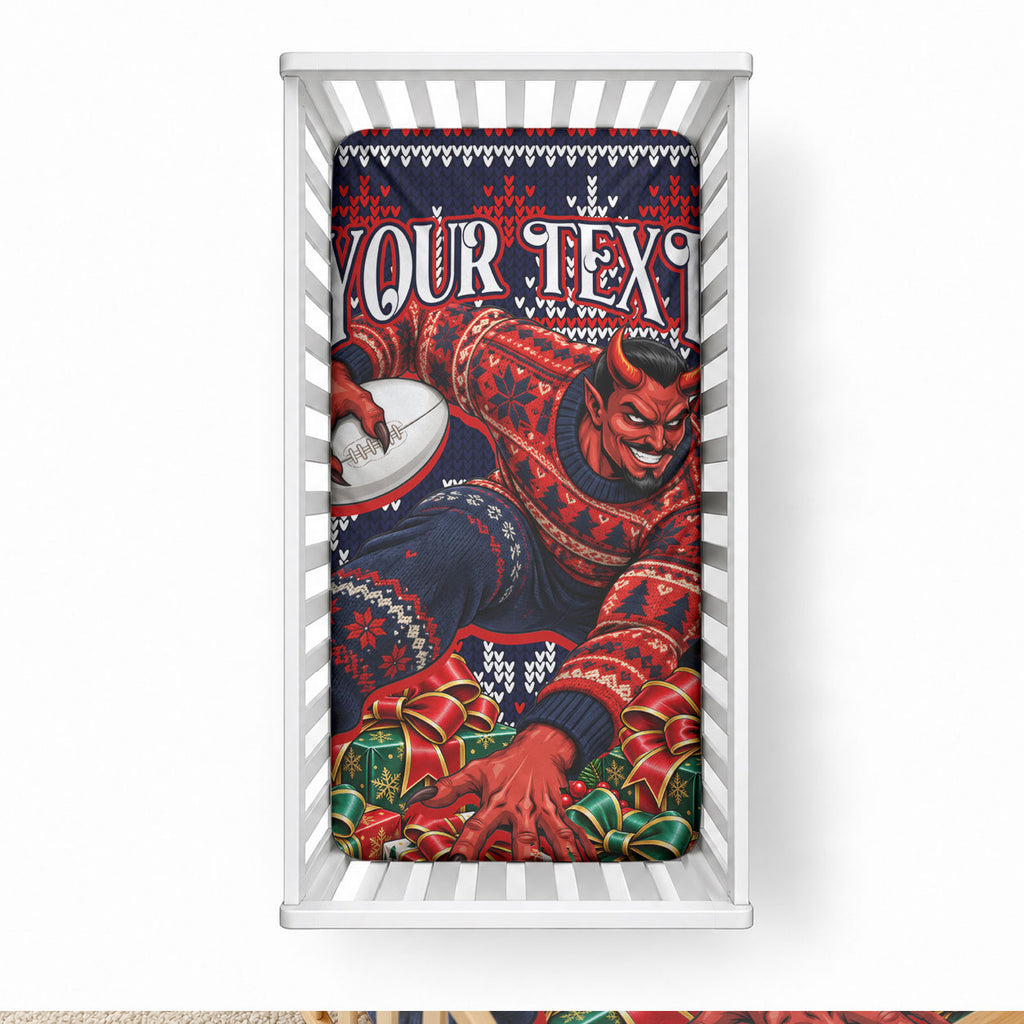 Personalized Melbourne Football Christmas Baby Bed Cover Australian Football Mascot - Ugly Xmas Pattern Festive