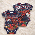 Personalized Melbourne Football Christmas Baby Onesie Australian Football Mascot - Ugly Xmas Pattern Festive