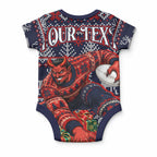 Personalized Melbourne Football Christmas Baby Onesie Australian Football Mascot - Ugly Xmas Pattern Festive