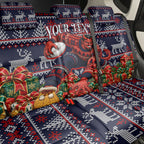 Personalized Melbourne Football Christmas Back Car Seat Cover Australian Football Mascot - Ugly Xmas Pattern Festive
