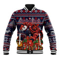 Personalized Melbourne Football Christmas Baseball Jacket Australian Football Mascot - Ugly Xmas Pattern Festive