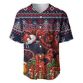 Personalized Melbourne Football Christmas Baseball Jersey Australian Football Mascot - Ugly Xmas Pattern Festive