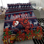 Personalized Melbourne Football Christmas Bedding Set Australian Football Mascot - Ugly Xmas Pattern Festive