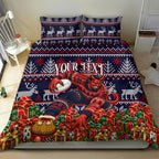 Personalized Melbourne Football Christmas Bedding Set Australian Football Mascot - Ugly Xmas Pattern Festive