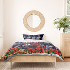 Personalized Melbourne Football Christmas Bedding Set Australian Football Mascot - Ugly Xmas Pattern Festive