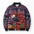 Personalized Melbourne Football Christmas Bomber Puffer Jacket Australian Football Mascot - Ugly Xmas Pattern Festive