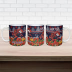 Personalized Melbourne Football Christmas Ceramic Mug Australian Football Mascot - Ugly Xmas Pattern Festive