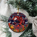 Melbourne Football Christmas Ceramic Ornament Australian Football Mascot - Ugly Xmas Pattern Festive