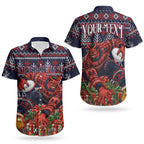 Personalized Melbourne Football Christmas Couples Matching Mermaid Dress and Hawaiian Shirt Australian Football Mascot - Ugly Xmas Pattern Festive