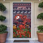 Personalized Melbourne Football Christmas Door Cover Australian Football Mascot - Ugly Xmas Pattern Festive