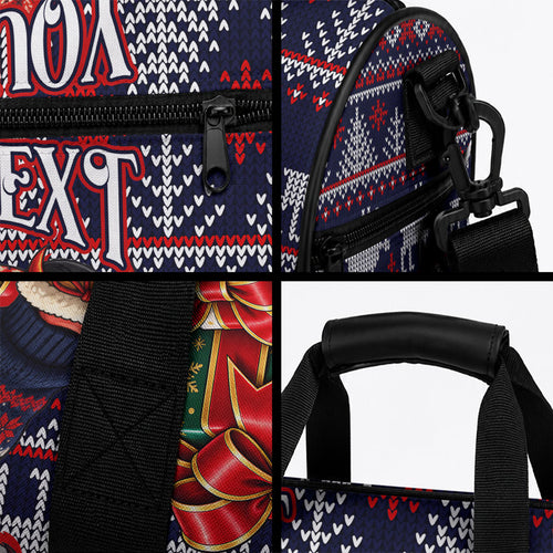 Personalized Melbourne Football Christmas Duffle Bag Australian Football Mascot - Ugly Xmas Pattern Festive