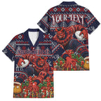 Personalized Melbourne Football Christmas Family Matching Mermaid Dress and Hawaiian Shirt Australian Football Mascot - Ugly Xmas Pattern Festive