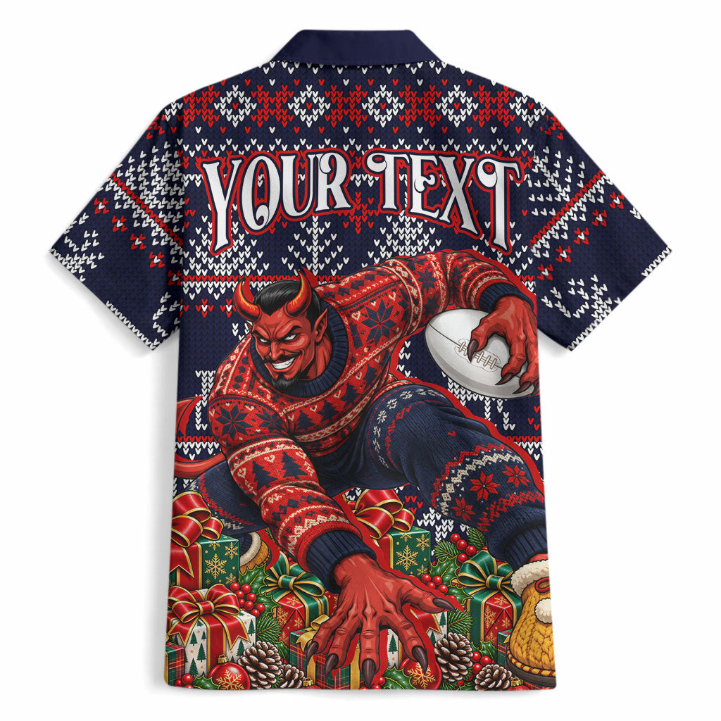Personalized Melbourne Football Christmas Hawaiian Shirt Australian Football Mascot - Ugly Xmas Pattern Festive