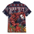 Personalized Melbourne Football Christmas Hawaiian Shirt Australian Football Mascot - Ugly Xmas Pattern Festive