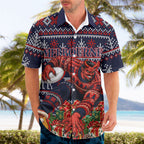 Personalized Melbourne Football Christmas Hawaiian Shirt Australian Football Mascot - Ugly Xmas Pattern Festive