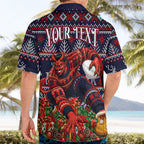 Personalized Melbourne Football Christmas Hawaiian Shirt Australian Football Mascot - Ugly Xmas Pattern Festive